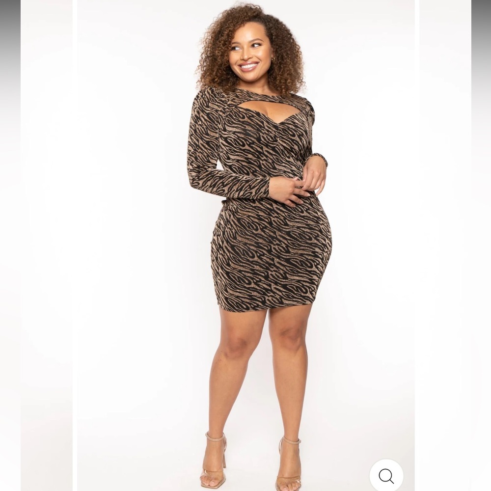 Curvy Sense PLUS SIZE ADELYN CUT OUT BODYCON DRESS - GOLD size 4x NWT